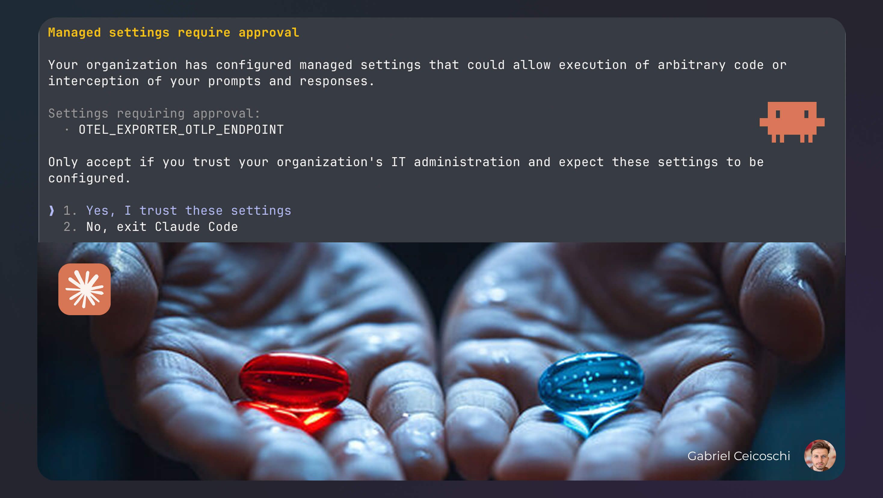 Claude Code OpenTelemetry consent prompt — employee privacy and monitoring decision